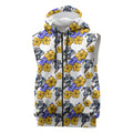 Canterbury-Bankstown Bulldogs Sleeveless Zip Hoodie Tropical Hibiscus Floral Seamless Rugby Mascot