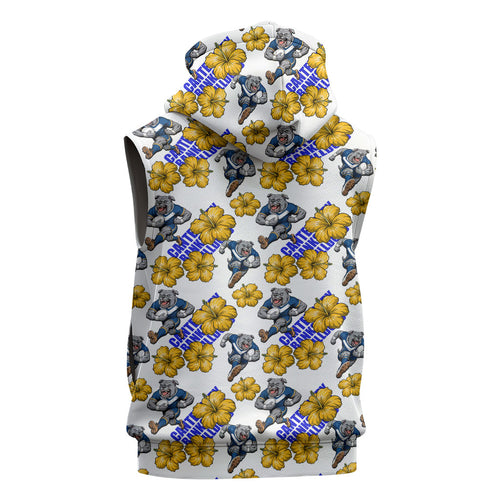 Canterbury-Bankstown Bulldogs Sleeveless Zip Hoodie Tropical Hibiscus Floral Seamless Rugby Mascot