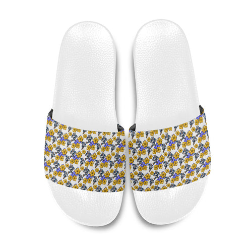 Canterbury-Bankstown Bulldogs Slide Sandals Tropical Hibiscus Floral Seamless Rugby Mascot