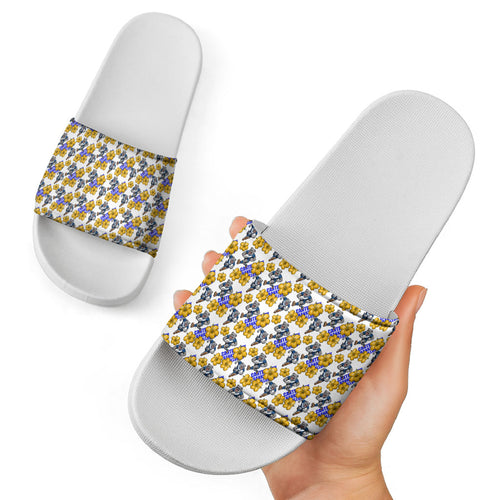 Canterbury-Bankstown Bulldogs Slide Sandals Tropical Hibiscus Floral Seamless Rugby Mascot