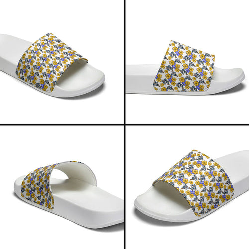 Canterbury-Bankstown Bulldogs Slide Sandals Tropical Hibiscus Floral Seamless Rugby Mascot