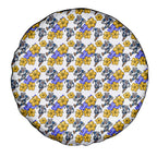 Canterbury-Bankstown Bulldogs Spare Tire Cover Tropical Hibiscus Floral Seamless Rugby Mascot