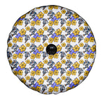 Canterbury-Bankstown Bulldogs Spare Tire Cover Tropical Hibiscus Floral Seamless Rugby Mascot