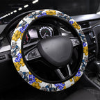 Canterbury-Bankstown Bulldogs Steering Wheel Cover Tropical Hibiscus Floral Seamless Rugby Mascot
