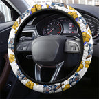 Canterbury-Bankstown Bulldogs Steering Wheel Cover Tropical Hibiscus Floral Seamless Rugby Mascot