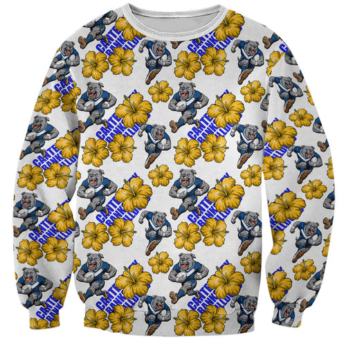 Canterbury-Bankstown Bulldogs Sweatshirt Tropical Hibiscus Floral Seamless Rugby Mascot