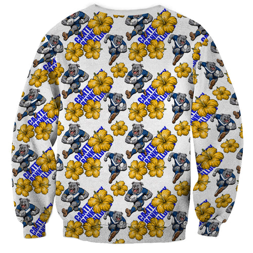 Canterbury-Bankstown Bulldogs Sweatshirt Tropical Hibiscus Floral Seamless Rugby Mascot