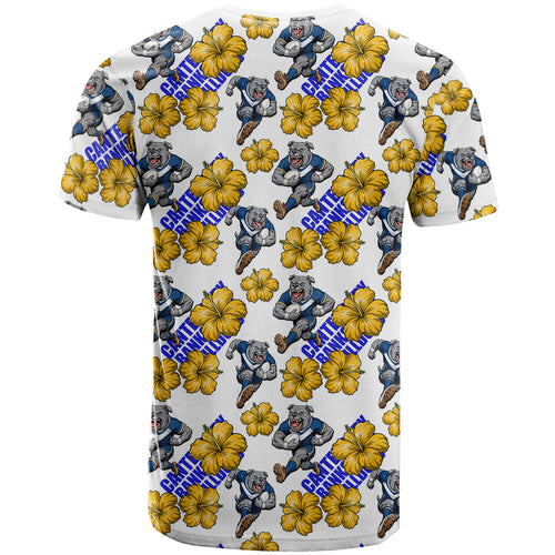 Canterbury-Bankstown Bulldogs T Shirt Tropical Hibiscus Floral Seamless Rugby Mascot