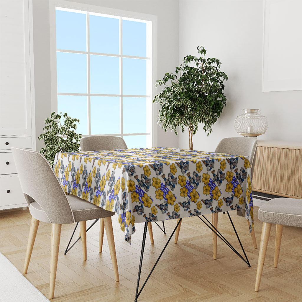 Canterbury-Bankstown Bulldogs Tablecloth Tropical Hibiscus Floral Seamless Rugby Mascot