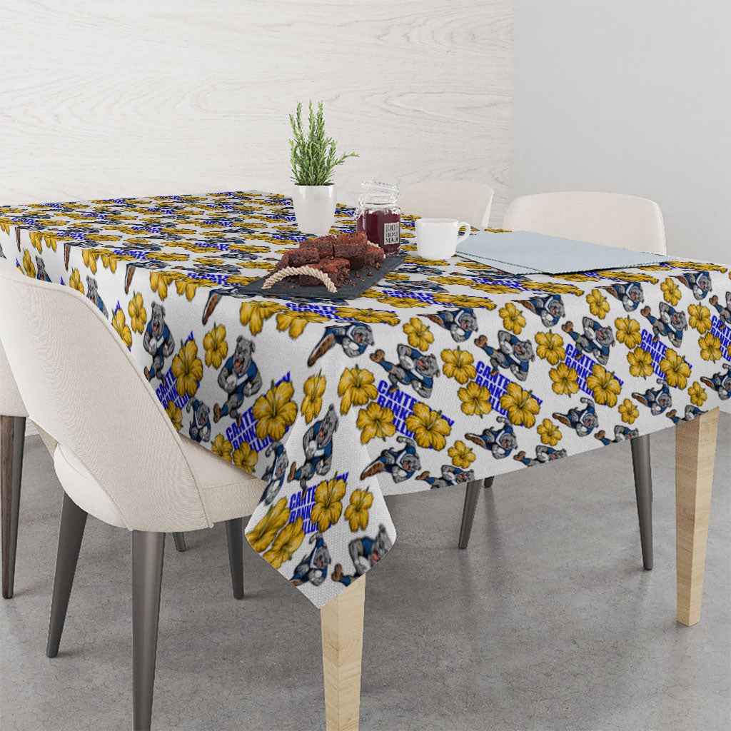 Canterbury-Bankstown Bulldogs Tablecloth Tropical Hibiscus Floral Seamless Rugby Mascot