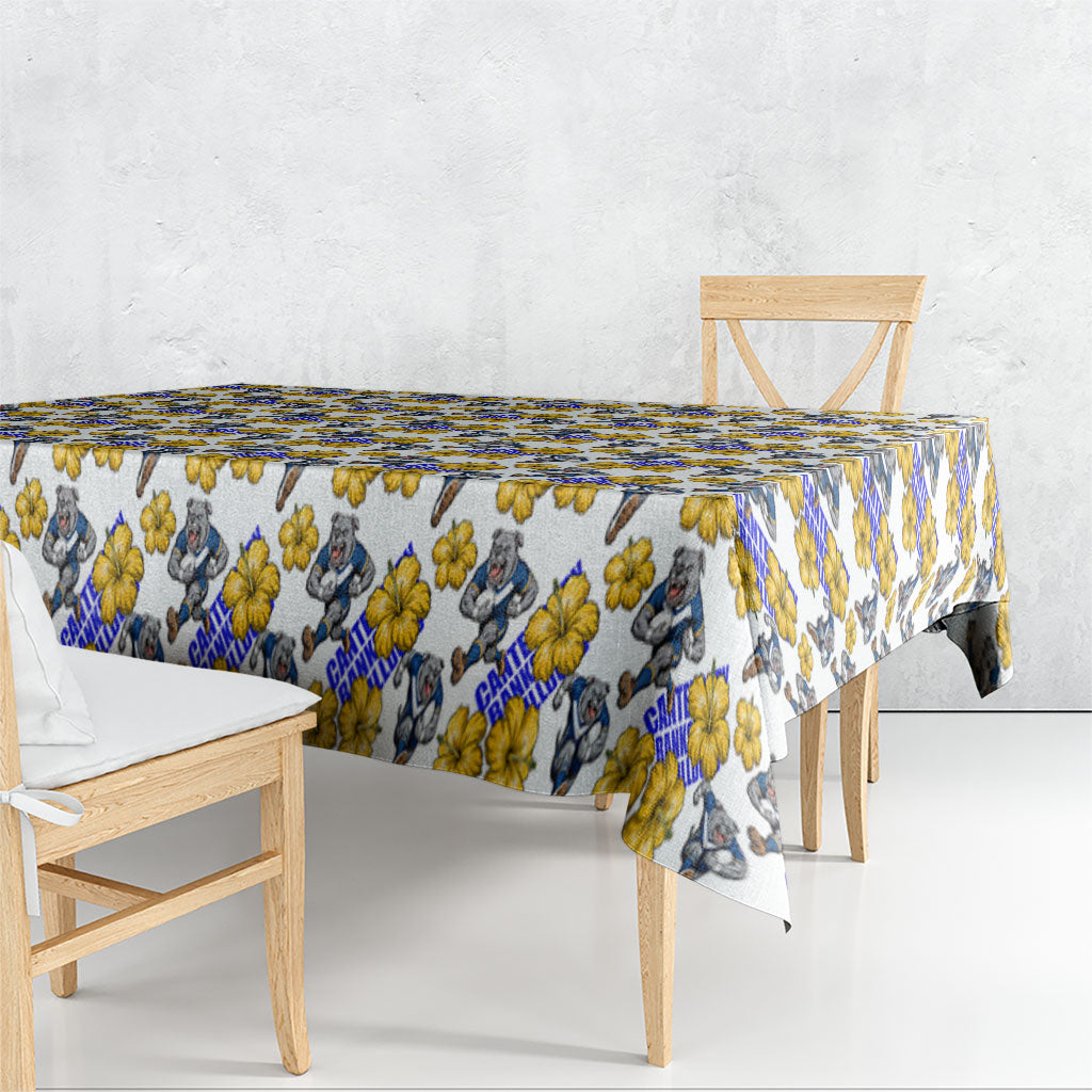 Canterbury-Bankstown Bulldogs Tablecloth Tropical Hibiscus Floral Seamless Rugby Mascot
