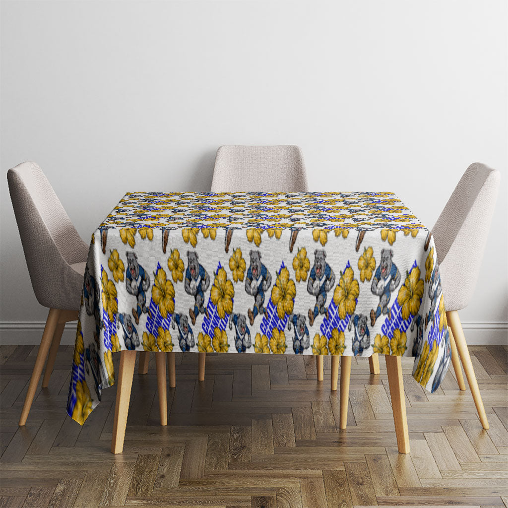 Canterbury-Bankstown Bulldogs Tablecloth Tropical Hibiscus Floral Seamless Rugby Mascot