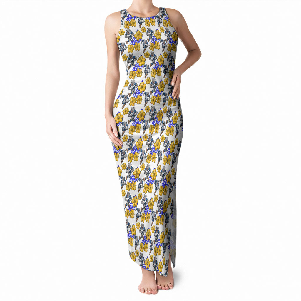 Canterbury-Bankstown Bulldogs Tank Maxi Dress Tropical Hibiscus Floral Seamless Rugby Mascot