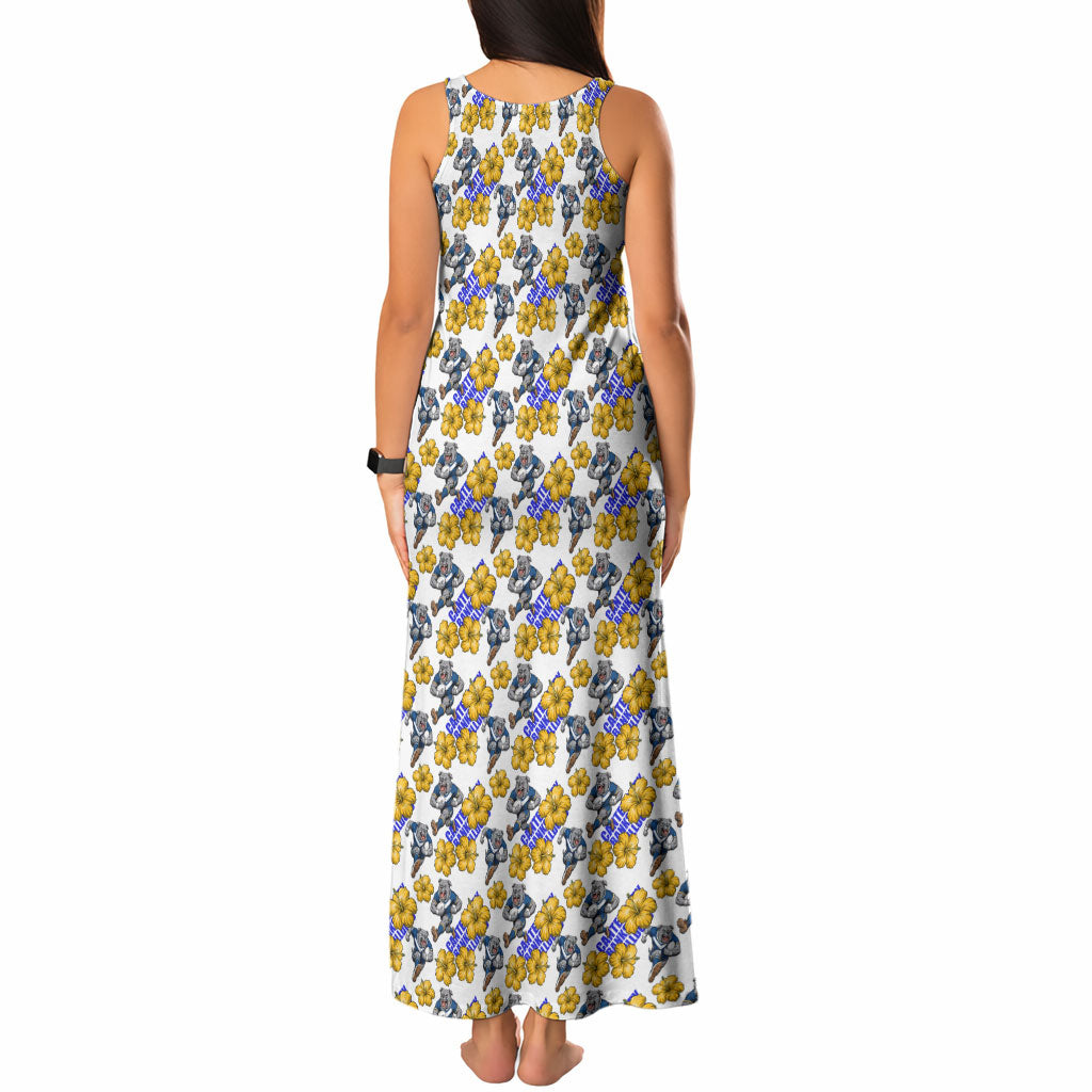 Canterbury-Bankstown Bulldogs Tank Maxi Dress Tropical Hibiscus Floral Seamless Rugby Mascot