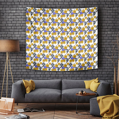 Canterbury-Bankstown Bulldogs Tapestry Tropical Hibiscus Floral Seamless Rugby Mascot