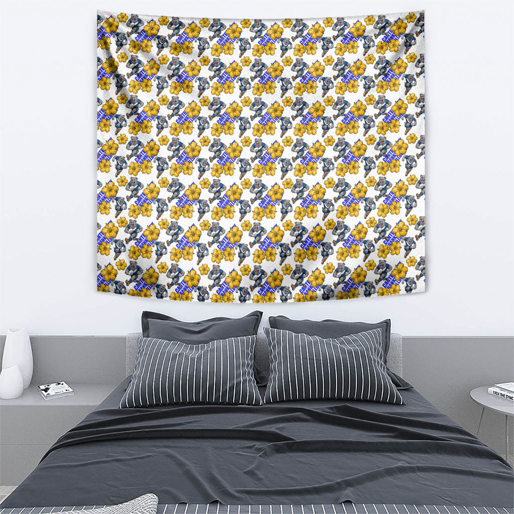 Canterbury-Bankstown Bulldogs Tapestry Tropical Hibiscus Floral Seamless Rugby Mascot
