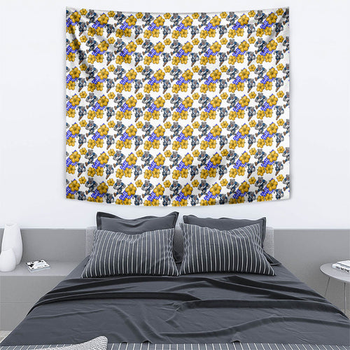 Canterbury-Bankstown Bulldogs Tapestry Tropical Hibiscus Floral Seamless Rugby Mascot