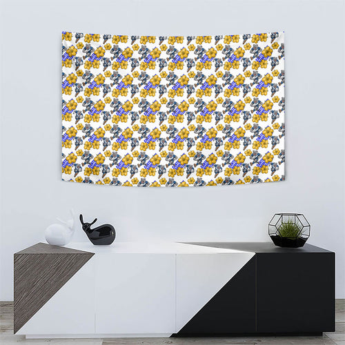 Canterbury-Bankstown Bulldogs Tapestry Tropical Hibiscus Floral Seamless Rugby Mascot