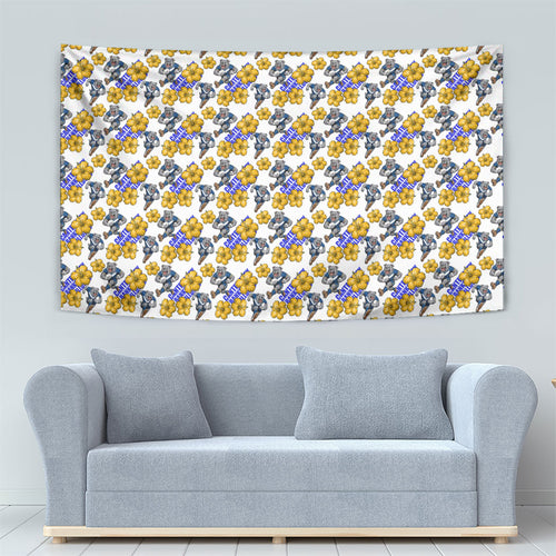 Canterbury-Bankstown Bulldogs Tapestry Tropical Hibiscus Floral Seamless Rugby Mascot