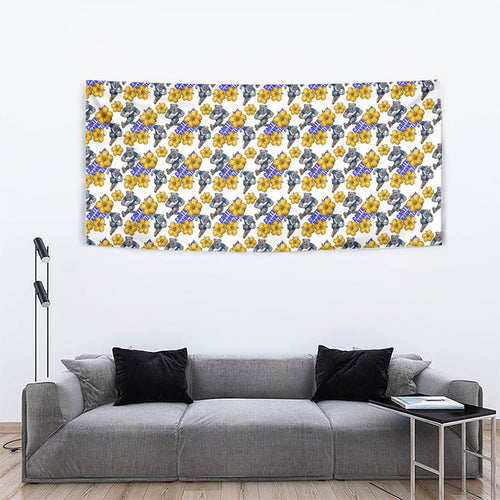 Canterbury-Bankstown Bulldogs Tapestry Tropical Hibiscus Floral Seamless Rugby Mascot