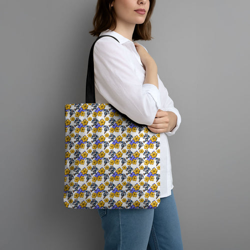 Canterbury-Bankstown Bulldogs Tote Bag Tropical Hibiscus Floral Seamless Rugby Mascot