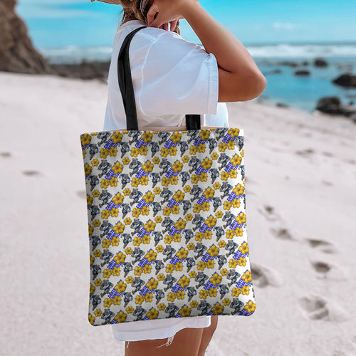 Canterbury-Bankstown Bulldogs Tote Bag Tropical Hibiscus Floral Seamless Rugby Mascot