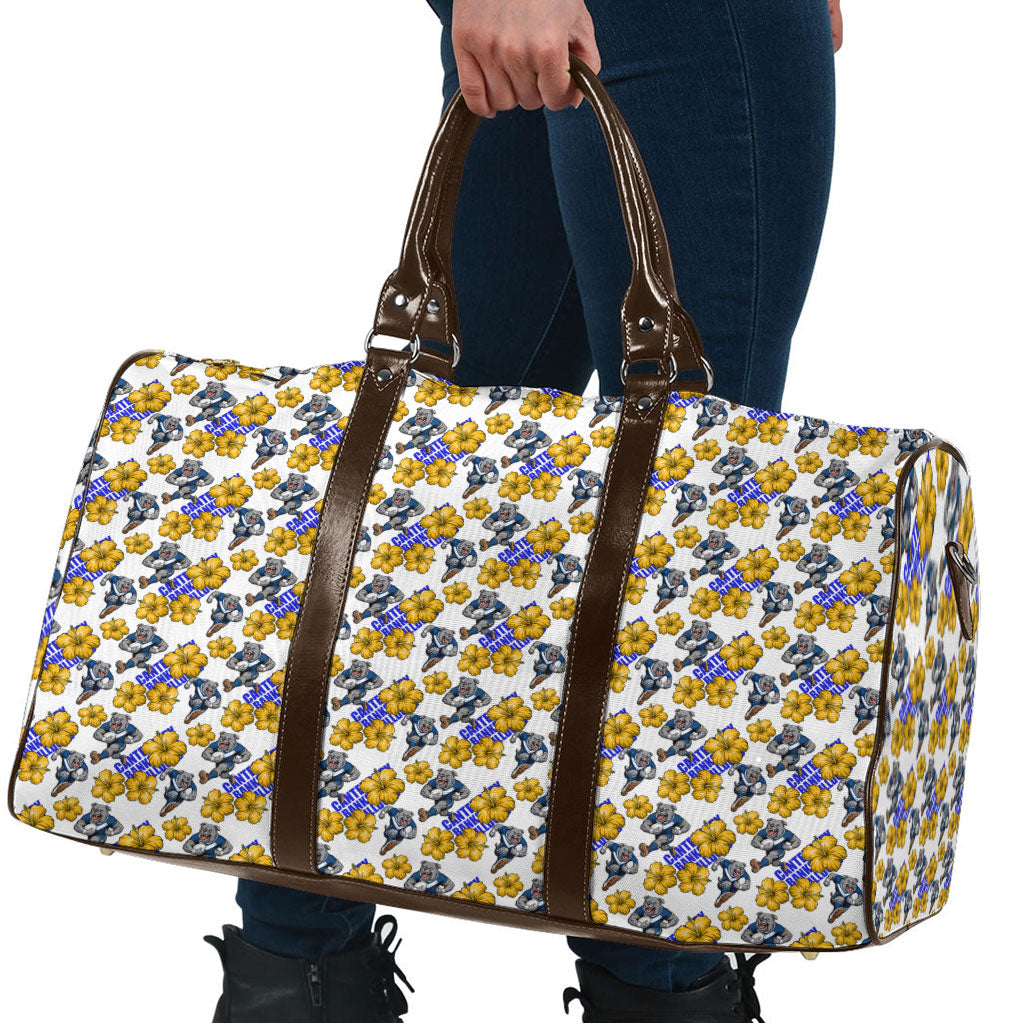 Canterbury-Bankstown Bulldogs Travel Bag Tropical Hibiscus Floral Seamless Rugby Mascot