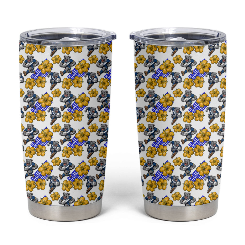 Canterbury-Bankstown Bulldogs Tumbler Cup Tropical Hibiscus Floral Seamless Rugby Mascot