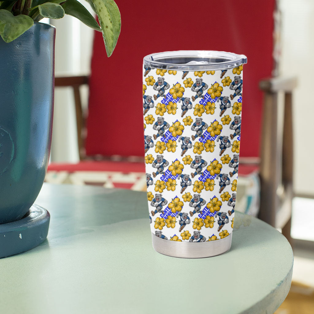 Canterbury-Bankstown Bulldogs Tumbler Cup Tropical Hibiscus Floral Seamless Rugby Mascot