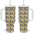Canterbury-Bankstown Bulldogs Tumbler With Handle Tropical Hibiscus Floral Seamless Rugby Mascot
