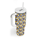 Canterbury-Bankstown Bulldogs Tumbler With Handle Tropical Hibiscus Floral Seamless Rugby Mascot