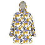 Canterbury-Bankstown Bulldogs Wearable Blanket Hoodie Tropical Hibiscus Floral Seamless Rugby Mascot