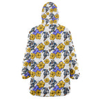 Canterbury-Bankstown Bulldogs Wearable Blanket Hoodie Tropical Hibiscus Floral Seamless Rugby Mascot