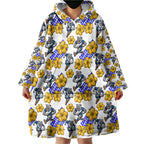 Canterbury-Bankstown Bulldogs Wearable Blanket Hoodie Tropical Hibiscus Floral Seamless Rugby Mascot