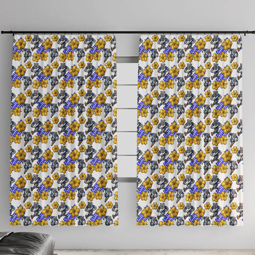 Canterbury-Bankstown Bulldogs Window Curtain Tropical Hibiscus Floral Seamless Rugby Mascot