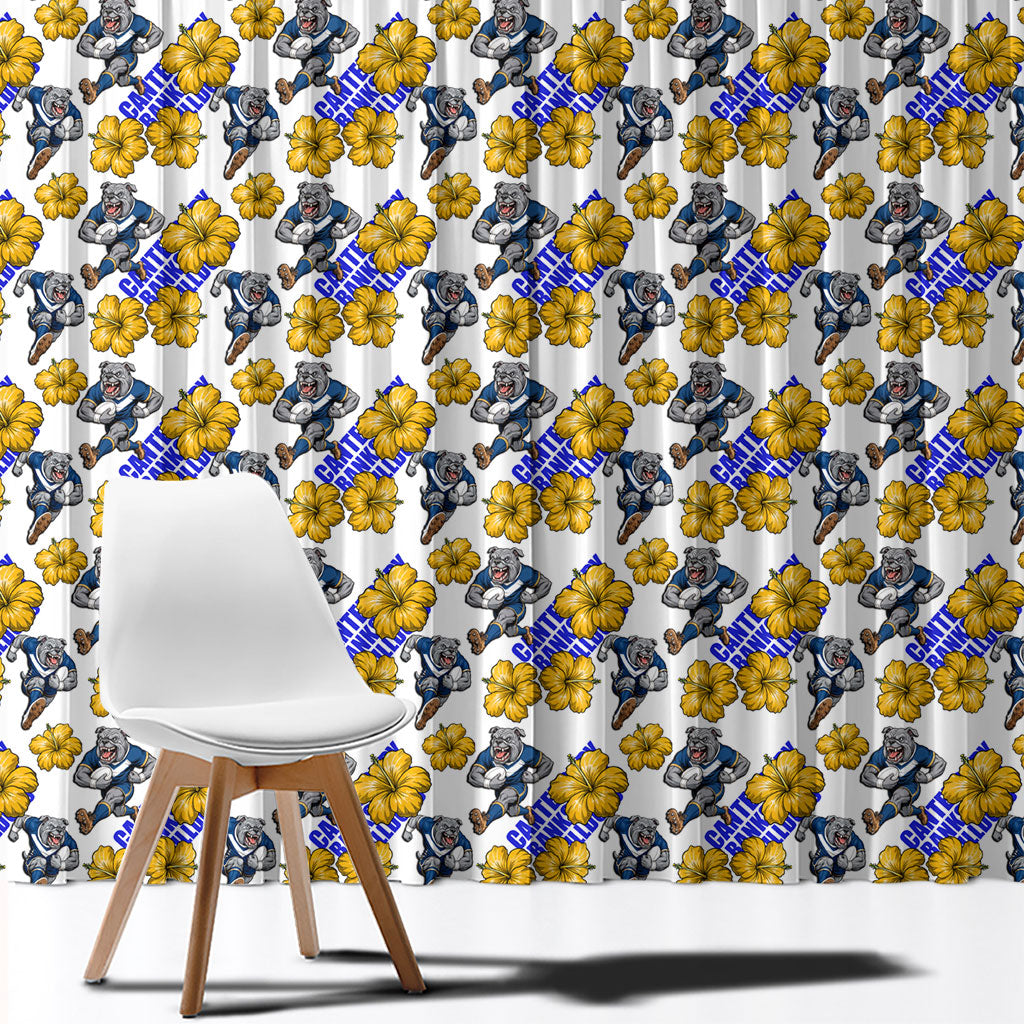 Canterbury-Bankstown Bulldogs Window Curtain Tropical Hibiscus Floral Seamless Rugby Mascot