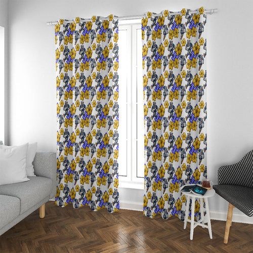 Canterbury-Bankstown Bulldogs Window Curtain Tropical Hibiscus Floral Seamless Rugby Mascot