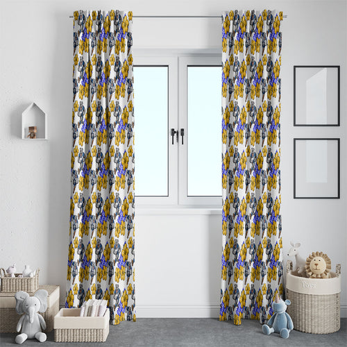 Canterbury-Bankstown Bulldogs Window Curtain Tropical Hibiscus Floral Seamless Rugby Mascot