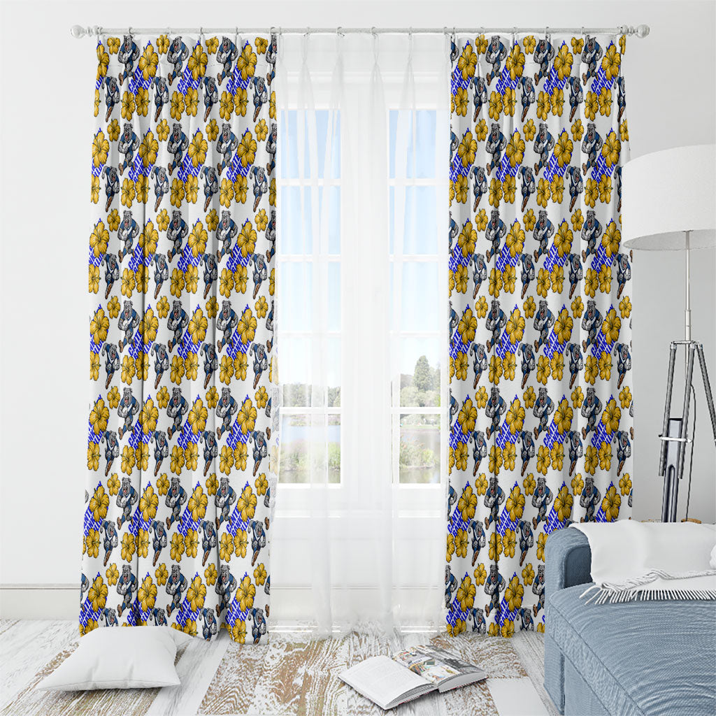 Canterbury-Bankstown Bulldogs Window Curtain Tropical Hibiscus Floral Seamless Rugby Mascot