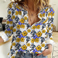 Canterbury-Bankstown Bulldogs Women Casual Shirt Tropical Hibiscus Floral Seamless Rugby Mascot