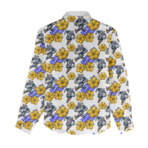 Canterbury-Bankstown Bulldogs Women Casual Shirt Tropical Hibiscus Floral Seamless Rugby Mascot
