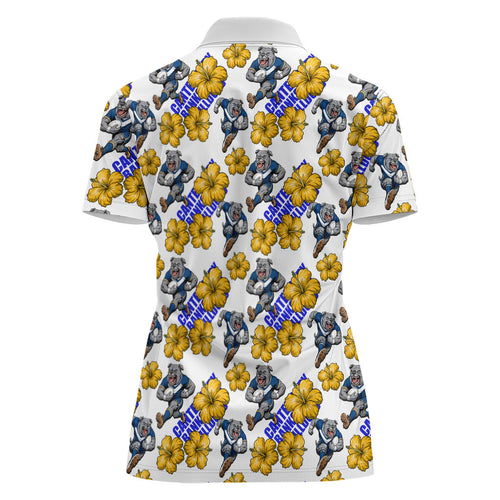 Canterbury-Bankstown Bulldogs Women Polo Shirt Tropical Hibiscus Floral Seamless Rugby Mascot
