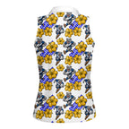 Canterbury-Bankstown Bulldogs Women Sleeveless Polo Shirt Tropical Hibiscus Floral Seamless Rugby Mascot
