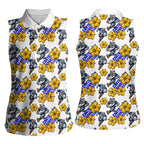 Canterbury-Bankstown Bulldogs Women Sleeveless Polo Shirt Tropical Hibiscus Floral Seamless Rugby Mascot