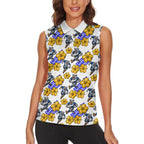 Canterbury-Bankstown Bulldogs Women Sleeveless Polo Shirt Tropical Hibiscus Floral Seamless Rugby Mascot