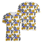 Canterbury-Bankstown Bulldogs Women V-Neck T-Shirt Tropical Hibiscus Floral Seamless Rugby Mascot