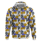 Canterbury-Bankstown Bulldogs Zip Hoodie Tropical Hibiscus Floral Seamless Rugby Mascot