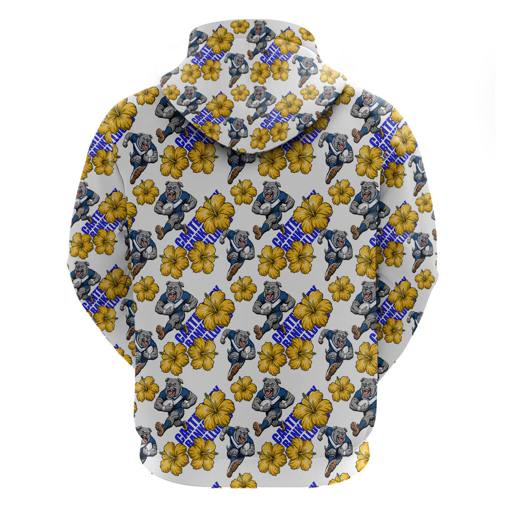 Canterbury-Bankstown Bulldogs Zip Hoodie Tropical Hibiscus Floral Seamless Rugby Mascot