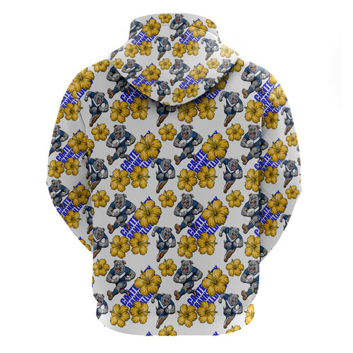 Canterbury-Bankstown Bulldogs Zip Hoodie Tropical Hibiscus Floral Seamless Rugby Mascot