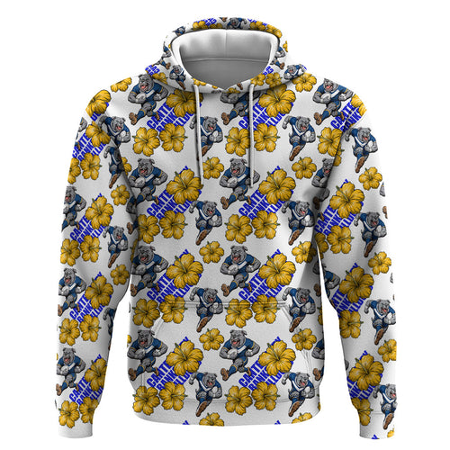 Canterbury-Bankstown Bulldogs Zip Hoodie Tropical Hibiscus Floral Seamless Rugby Mascot